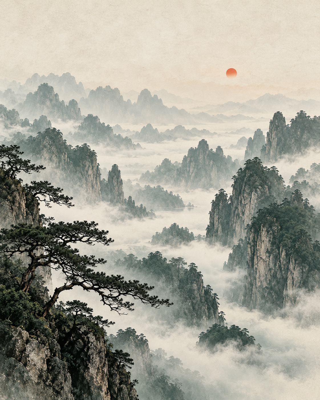 雾，让山水与想象之间的界线变得柔和。